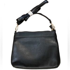 Deluxity Chic Black Vegan Leather Crossbody Bag w/Gold Hardware (NWT)